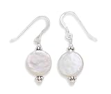 12mm Cultured Freshwater Coin Pearl Bali Bead Earrings
