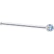 Solid 14KT White Gold 1.5mm Genuine Topaz Straight Fishtail 3/4 - 18 Gauge