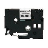 Brother 1/4 Inch x 26.2 Feet Black on White Tape with Super Strong Adhesive (TZS211)