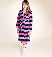 Older Girls Hooded Striped Dressing Gown with Stay New
