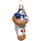 Hand Blown Puppy in Stocking Glass Ornament