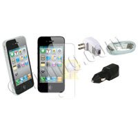 Starter Kit for iPhone4 - TPU Clear Case, Wall & Car Charger, Cable a
