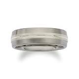 Men's 7mm Titanium and Sterling Silver Wedding Ring
