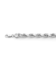 14K White Gold Diamond Cut 20" Rope Chain 7mm Thick
