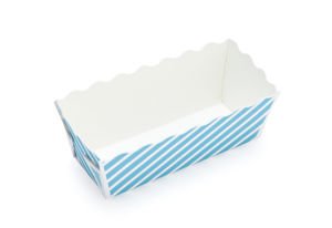 Rectangular Mini Loaf Set of 12 Paper Baking Pans: Blue Stripe