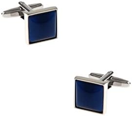 Rounded Peak Navy Blue Metal Cufflinks