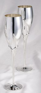 10" CHAMPAGNE FLUTES - PAIR OF SILVER CHAMPAGNE FLUTES