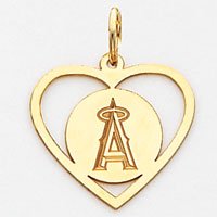 14K Los Angeles Angels Heart Pendant W/Logo
