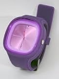 GSI Quality Waterproof Silicone Gel Sporty Wrist Band Watch - Wide Face With Analog Dial Style, For Children And Sports - Purple