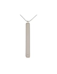 Bar Necklace Vertical Bar Pendant - Silver Name Bar Pendant with Swarovski Stone