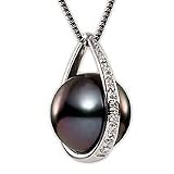 18k Gold, Black Tahitian Pearl Diamond Pendant
