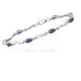 0.01 Ct Diamond & 1.20 Cts AmethystBracelet in 14K White Gold.