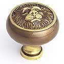 1 1/2 Antique Light Polish Lion Head Knob