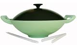 Paylesscookware 5 Piece Lime Green Enamel Cast Iron Wok Set