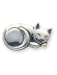 Sterling Silver Antiqued Sleeping Cat Pin