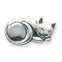 Sterling Silver Antiqued Sleeping Cat Pin
