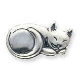 Sterling Silver Antiqued Sleeping Cat Pin