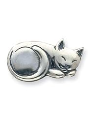 Sterling Silver Antiqued Sleeping Cat Pin