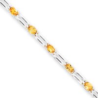 Sterling Silver Citrine Bracelet - 7.5 Inch by JewelryWeb