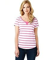 Cotton Rich Striped T-Shirt with Linen