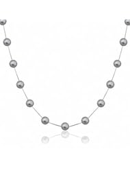 17" 14kt White Gold 5-5.5mm Gray (dyed) Freshwater Cultured Pearl Station Necklace