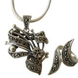 ShalinCraft Earring and Pendant Sets Sterling Silver Jewelry Hand Engraved Indian Style 24... by 