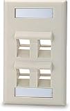 4-Port Single Gang Angled Face plate, Light Ivory
