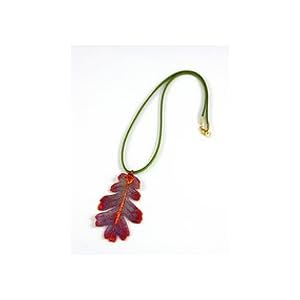 REAL LEAF Iridescent Oak Necklace Pendant Iridescent