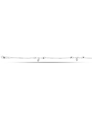 14K White Gold Box Chain With Dangle Hearts Anklet (10 Inches)
