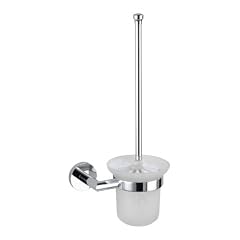 WENKO 17958100 WC-Garnitur Napoli-Revello Power-Loc - Befestigen ohne Bohren, Glas, Messing verchromt, rostfrei, 16.5 x 38 x 12 cm