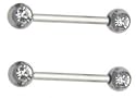 Double Gem Nipple Bar Body Jewelry Pair