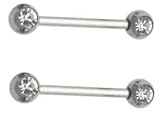 Double Gem Nipple Bar Body Jewelry Pair