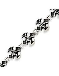 Sterling Silver Antiqued Cross Bracelet - 8.25 Inch
