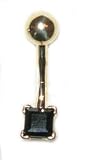 Genuine Onyx in a Princess Cut 14 karat Gold Belly Button Ring Nickel Free