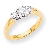 14k Two-tone Moissanite Three Stone Ring - Size 6 - JewelryWeb