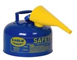 Eagle Type I Safety Cans, 2 Gal. Metal - Blue w/F-15 Funnel, Model UI-20-FSB
