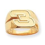 14k NASCAR Mens Dale Earnhardt Number 3 Ring - Size 11