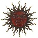 Large Metal Sun Face Sunburst Plaque Wall Decor