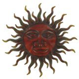 Large Metal Sun Face Sunburst Plaque Wall Decor