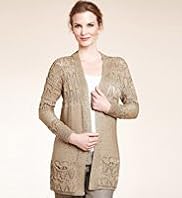 Twiggy for M&S Woman Pointelle Chunky Knit Longline Cardigan
