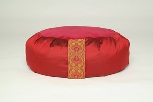 Dali Mama 100 percent Raw Silk and Velvet Meditation Cushion - Red Velvet