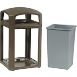 Rubbermaid 3970 Landmark Series Classic Container, Dome Top Frame with 3958 Rigid Liner - Sable