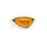 Sterling Silver Abstract Triangle Amber Ring