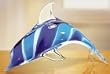ART GLASS DOLPHIN FIGURINE - HAND CRAFTED ART GLASS 12 INCH DOLPHIN FIGURINE