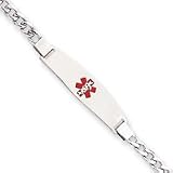 Sterling Silver Non-enameled Medical ID Curb Link Bracelet