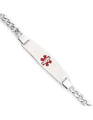 Sterling Silver Non-enameled Medical ID Curb Link Bracelet