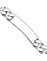 Sterling Silver 8.5inch Engraveable Antiqued Curb Link ID Bracelet