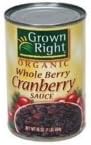 Grown Right Organic Cranberry Sauce Whole 14 oz. (Pack of 24)