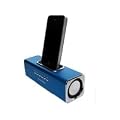 MusicMan TXX3552 Soundstation/Stereo Lautsprecher mit integriertem Akku (MP3 Player, Micro-SD Kartenslot, USB Steckplatz, iPhone/iPod Dock) blau