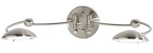 Brushed Steel Double Plug-In Headboard Swing Arm Wall Lamp